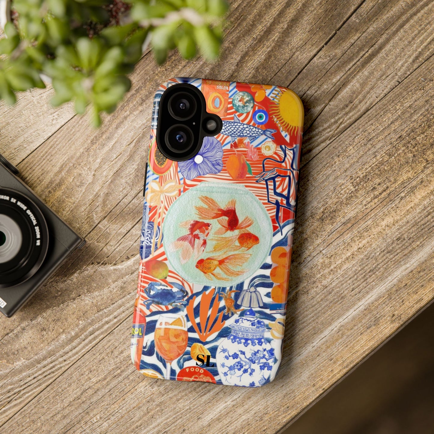 Navy Goldfish Bowl iPhone Case