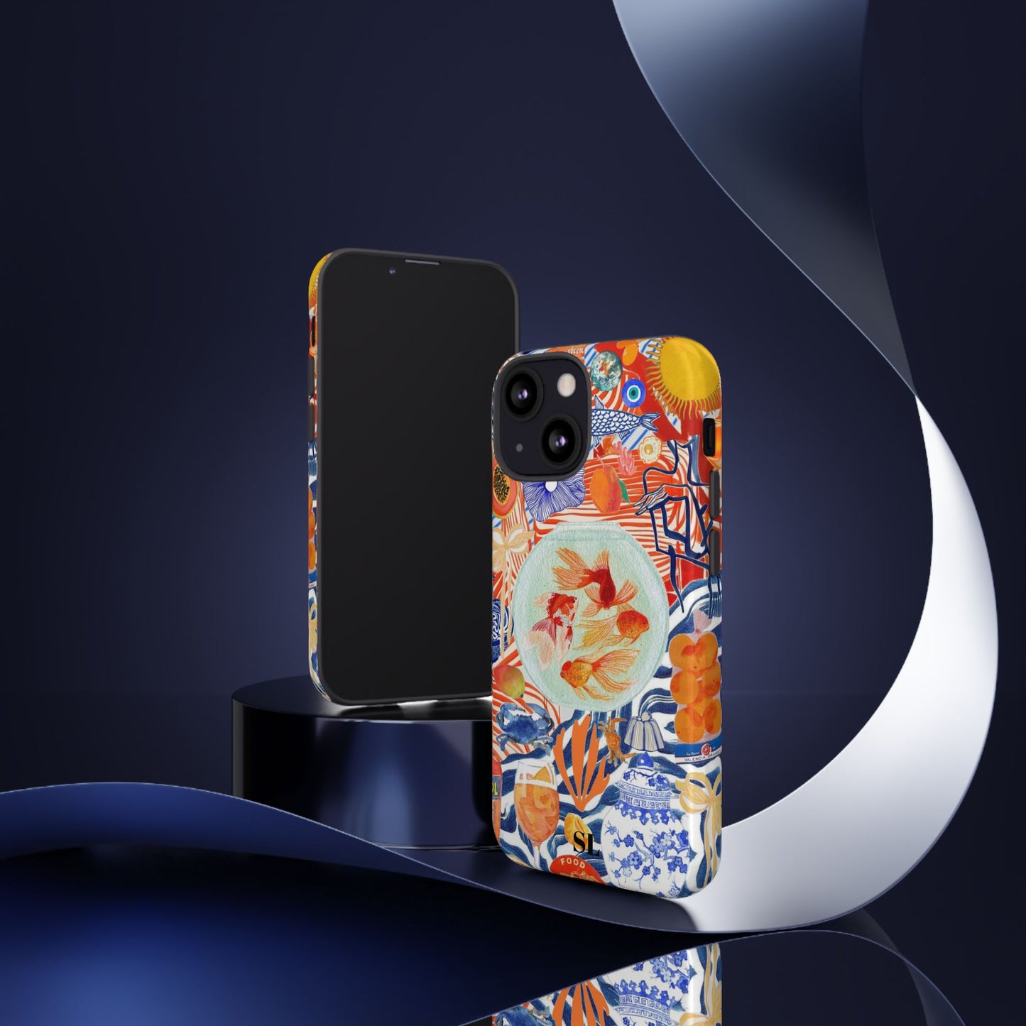 Navy Goldfish Bowl iPhone Case