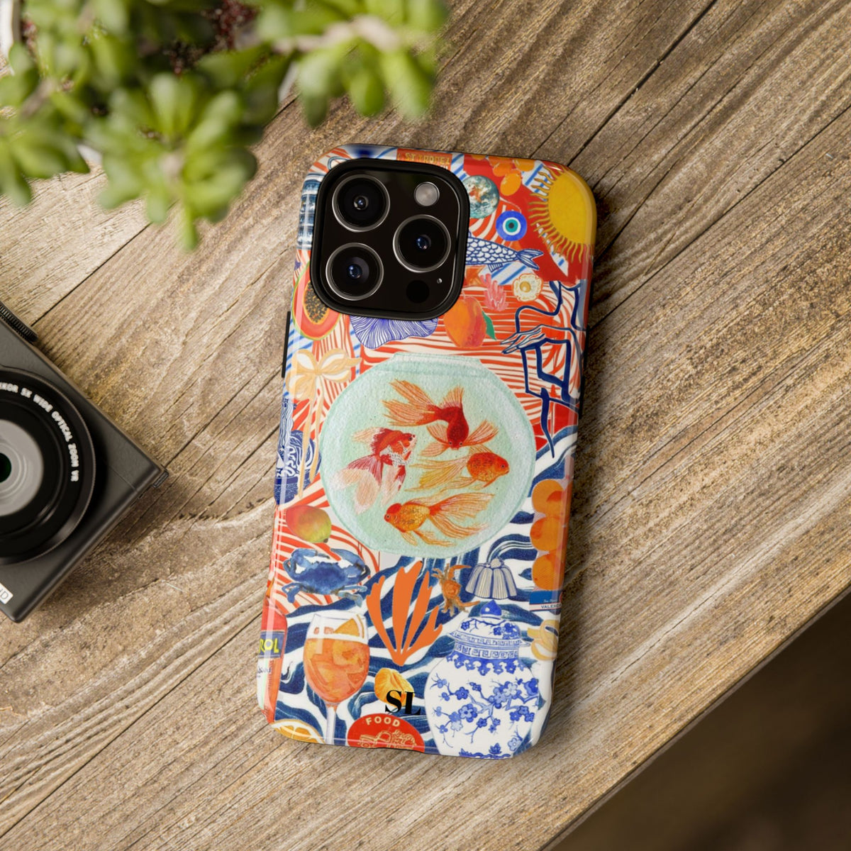 Navy Goldfish Bowl iPhone Case