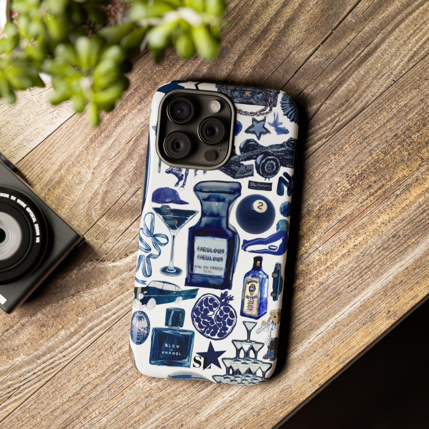 Navy Blue Collage iPhone Case