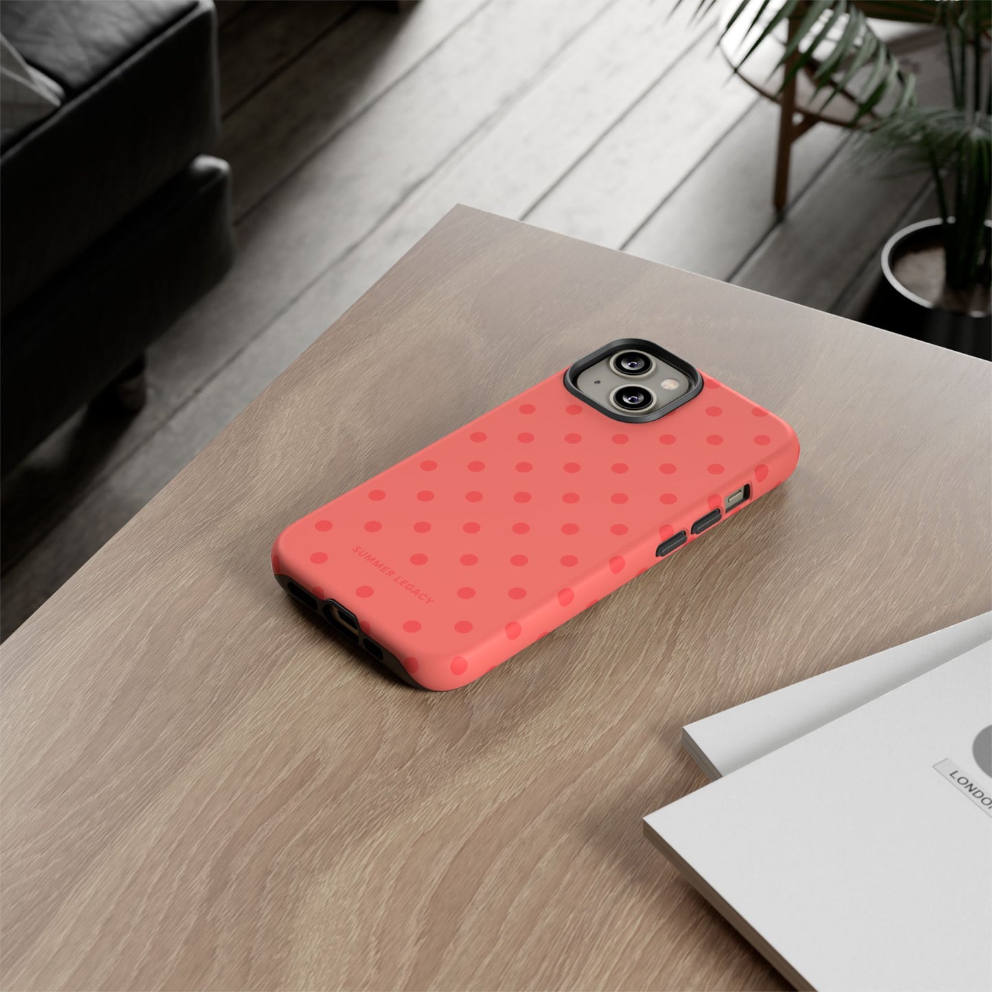 Coral Polka Dot iPhone Case