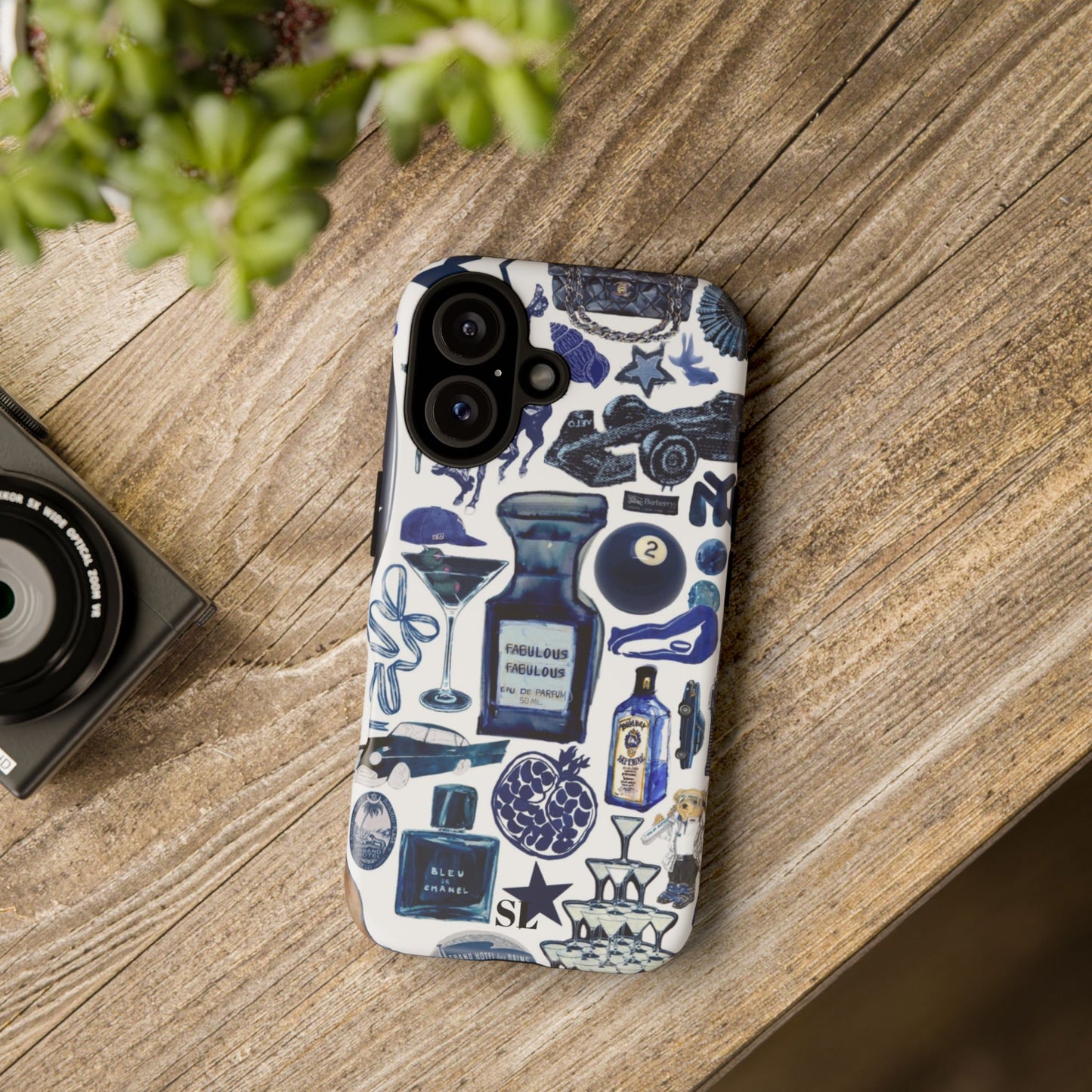 Navy Blue Collage iPhone Case