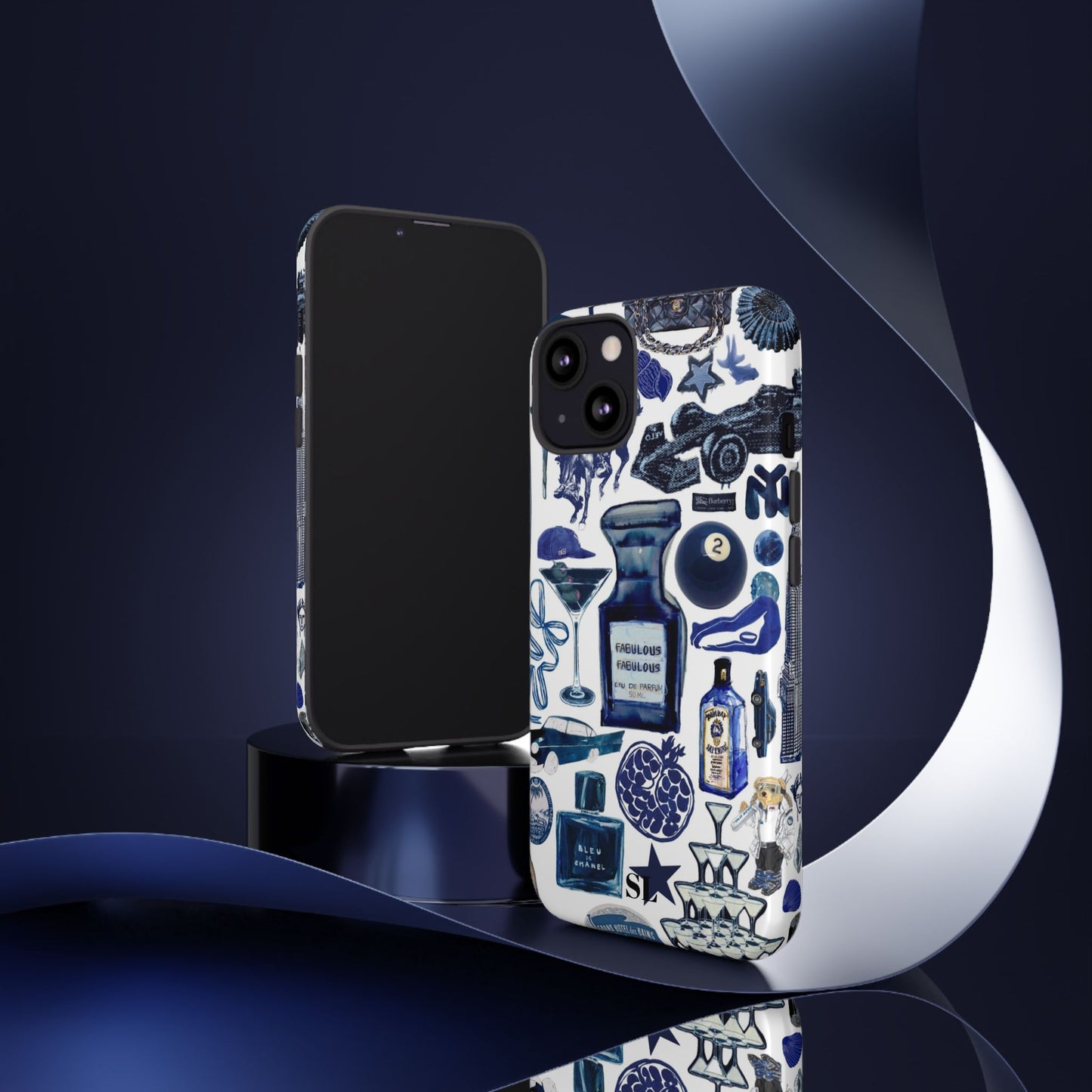 Navy Blue Collage iPhone Case