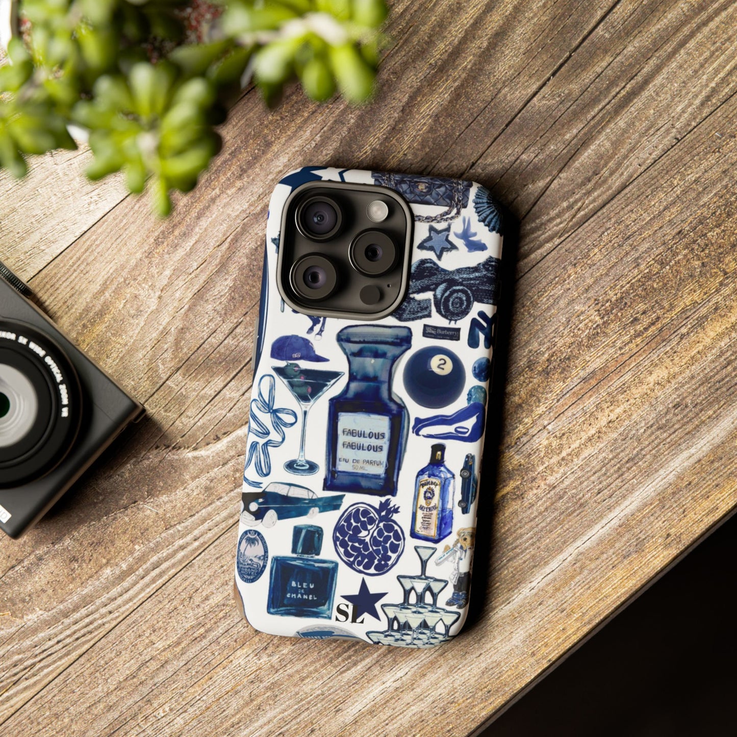 Navy Blue Collage iPhone Case