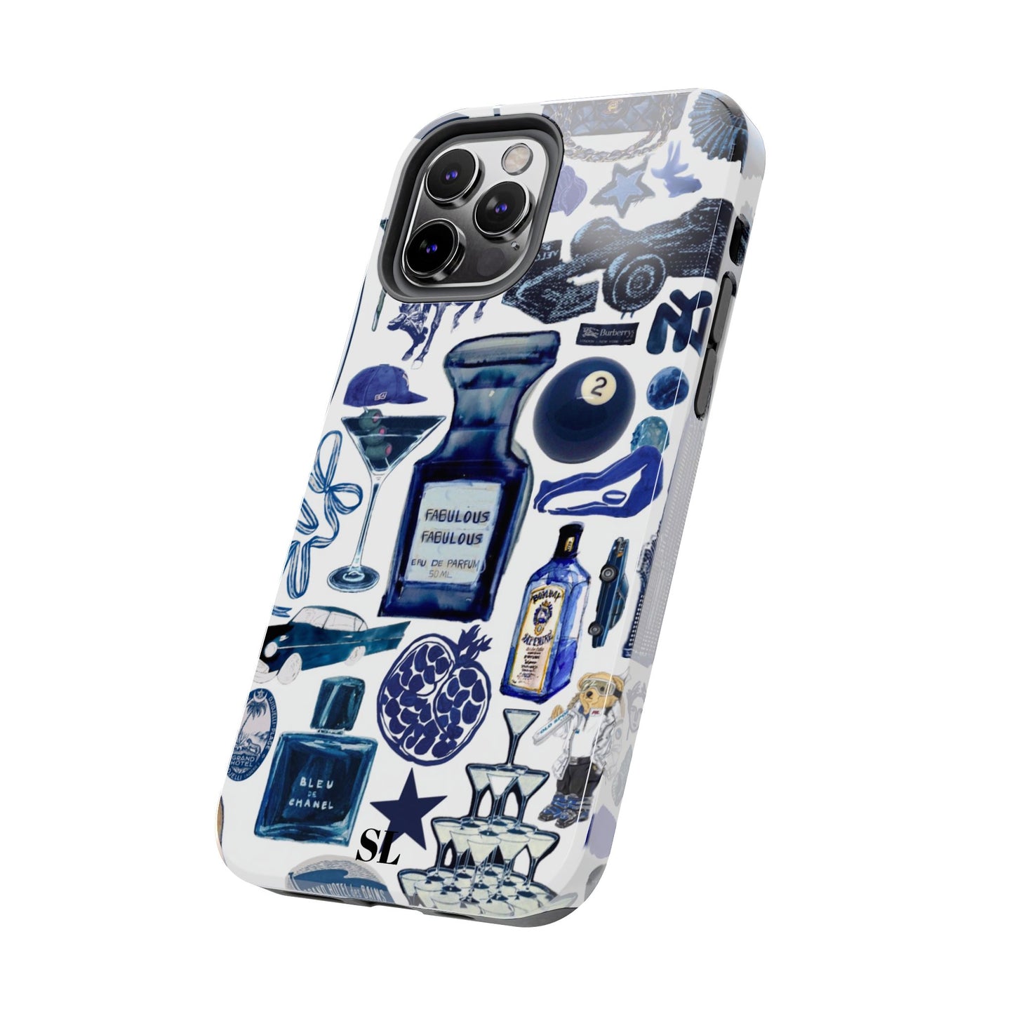 Navy Blue Collage iPhone Case