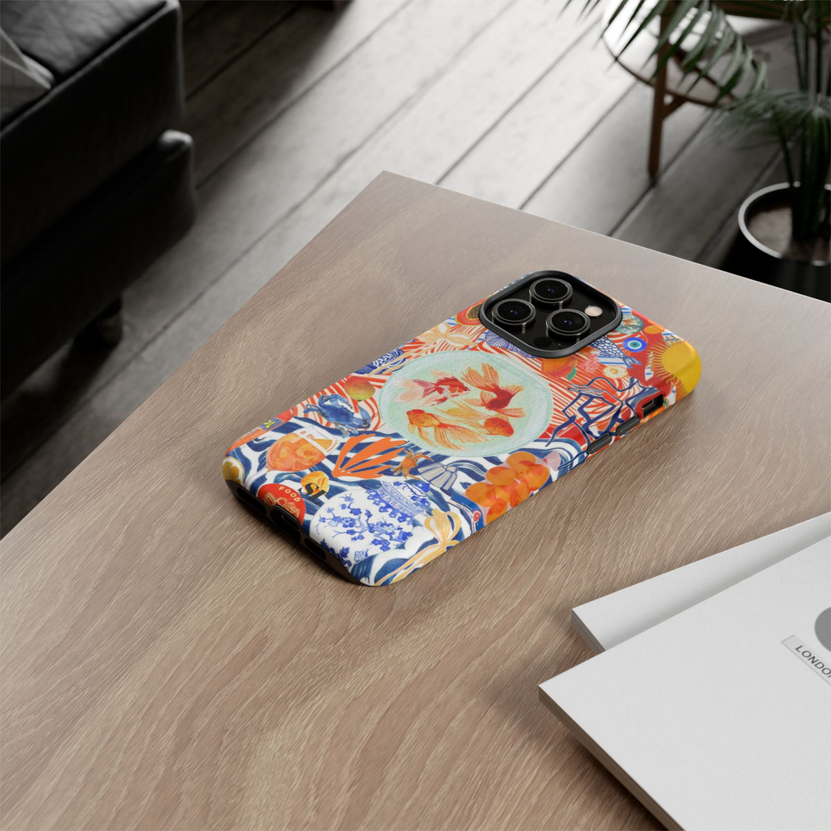 Navy Goldfish Bowl iPhone Case
