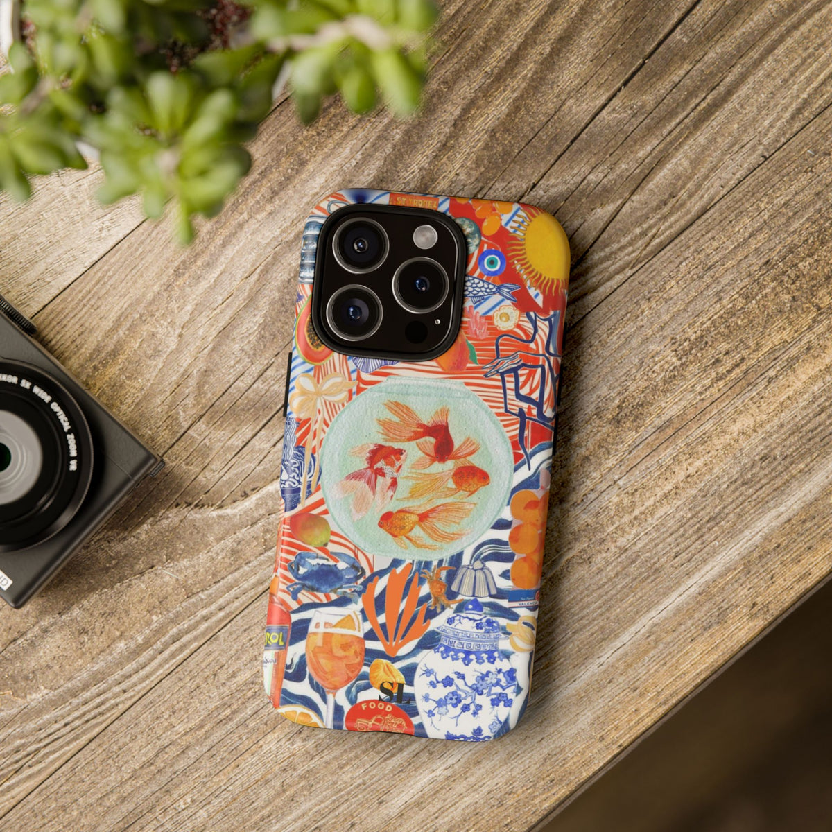 Navy Goldfish Bowl iPhone Case