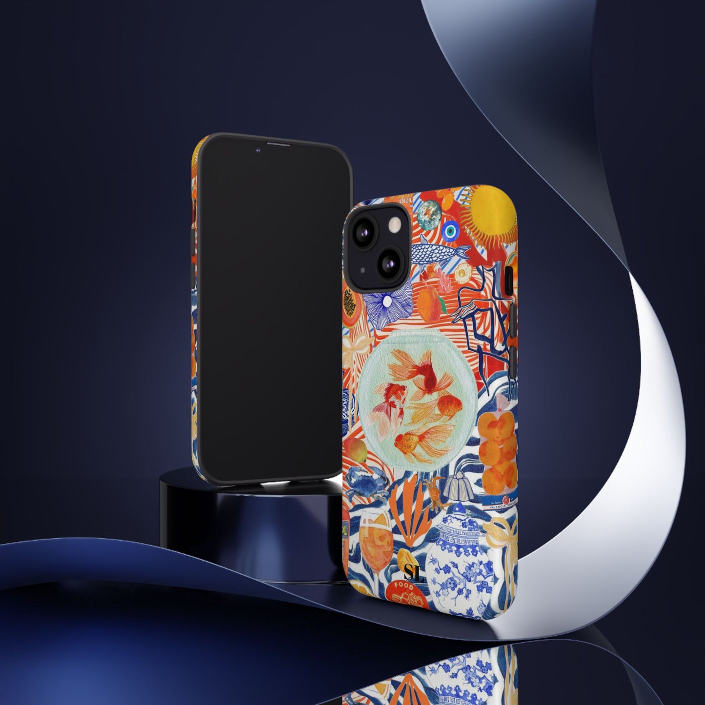 Navy Goldfish Bowl iPhone Case