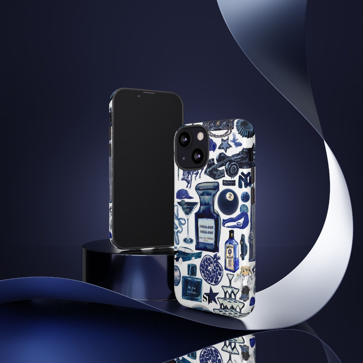 Navy Blue Collage iPhone Case