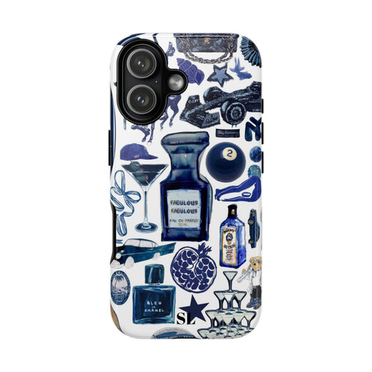 Navy Blue Collage iPhone Case